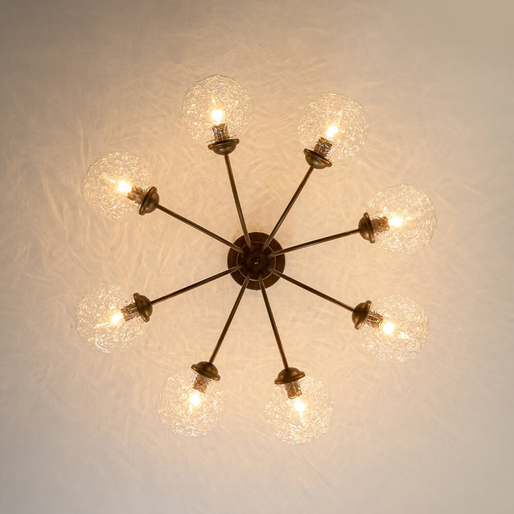 Modern 8 - Light Water Pattern Glass Bubble Semi - Flush Mount - LightfixturesUAE
