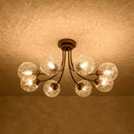 Modern 8 - Light Water Pattern Glass Bubble Semi - Flush Mount - LightfixturesUAE