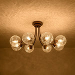Modern 8 - Light Water Pattern Glass Bubble Semi - Flush Mount - LightfixturesUAE
