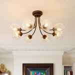Modern 8 - Light Water Pattern Glass Bubble Semi - Flush Mount - LightfixturesUAE