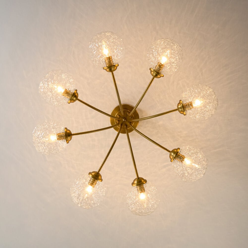 Modern 8 - Light Water Pattern Glass Bubble Semi - Flush Mount - LightfixturesUAE