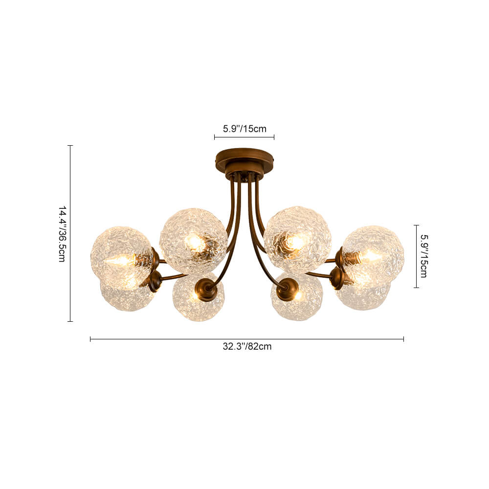 Modern 8 - Light Water Pattern Glass Bubble Semi - Flush Mount - LightfixturesUAE