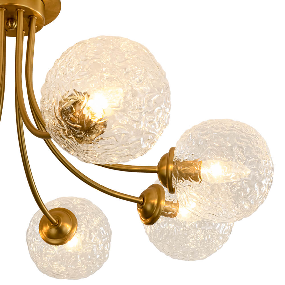 Modern 8 - Light Water Pattern Glass Bubble Semi - Flush Mount - LightfixturesUAE
