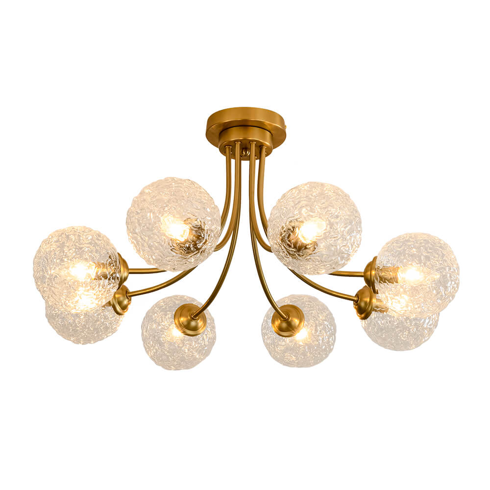 Modern 8 - Light Water Pattern Glass Bubble Semi - Flush Mount - LightfixturesUAE