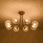 Modern 8 - Light Water Pattern Glass Bubble Semi - Flush Mount - LightfixturesUAE