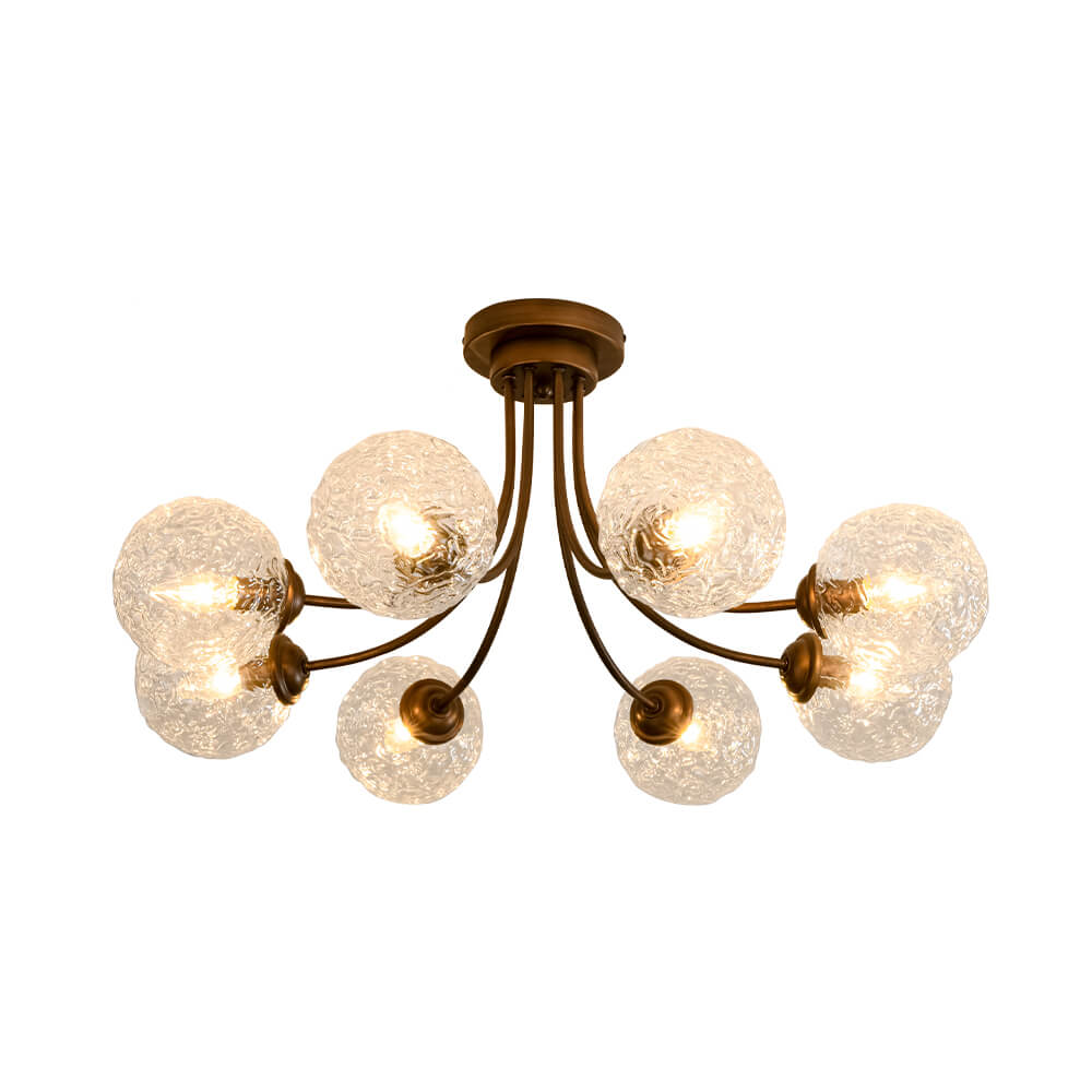 Modern 8 - Light Water Pattern Glass Bubble Semi - Flush Mount - LightfixturesUAE