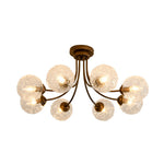 Modern 8 - Light Water Pattern Glass Bubble Semi - Flush Mount - LightfixturesUAE