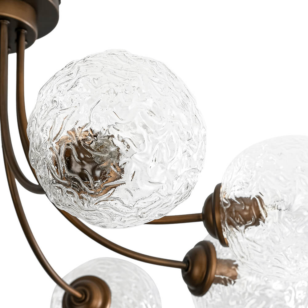 Modern 8 - Light Water Pattern Glass Bubble Semi - Flush Mount - LightfixturesUAE