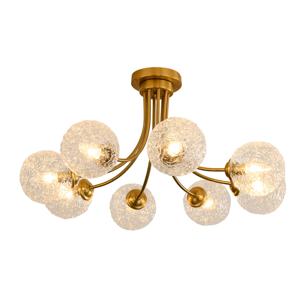 Modern 8 - Light Water Pattern Glass Bubble Semi - Flush Mount - LightfixturesUAE