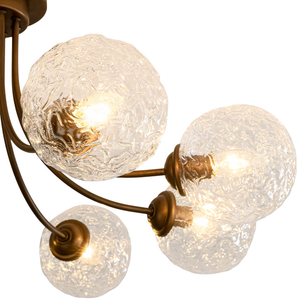 Modern 8 - Light Water Pattern Glass Bubble Semi - Flush Mount - LightfixturesUAE