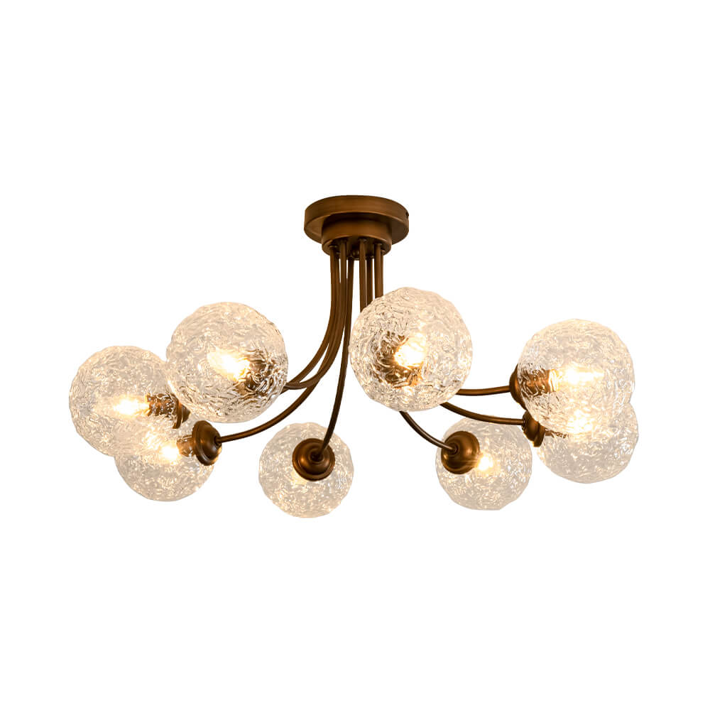 Modern 8 - Light Water Pattern Glass Bubble Semi - Flush Mount - LightfixturesUAE