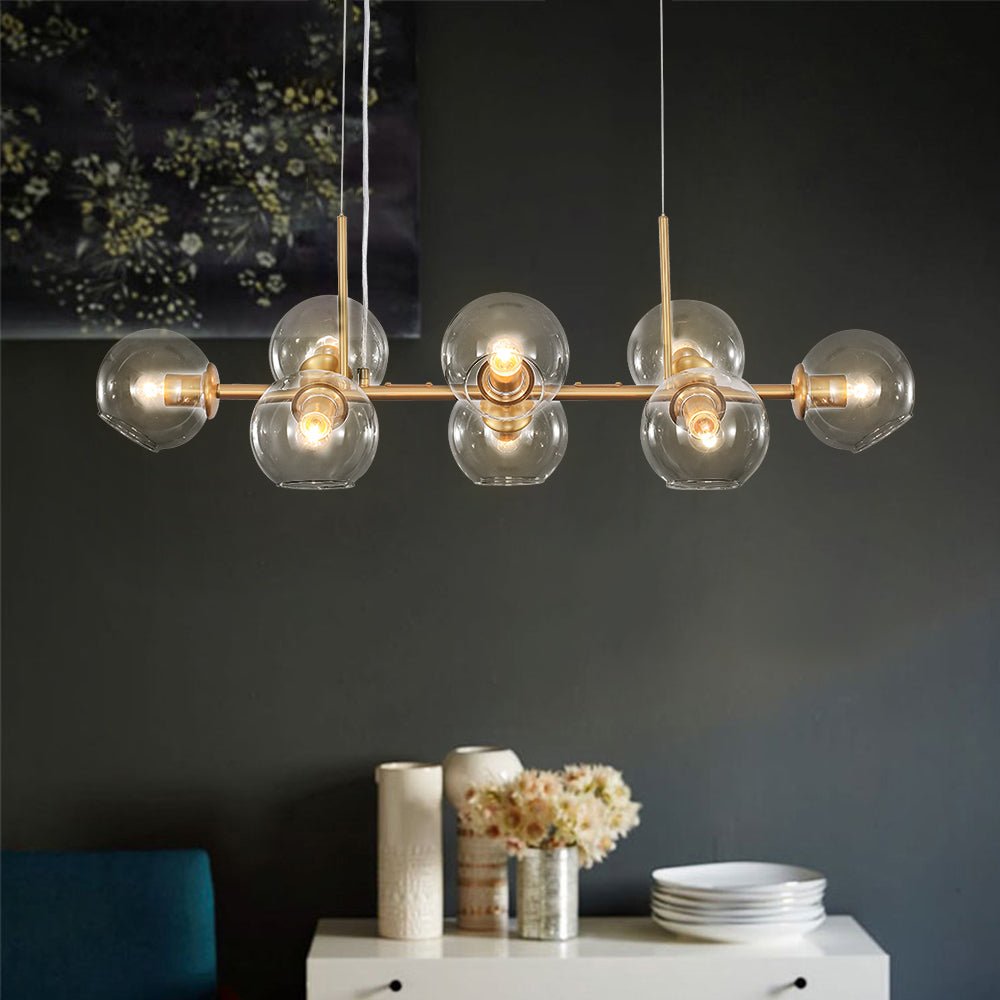 Modern 8 Lights Glass Linear Chandelier - LightfixturesUAE