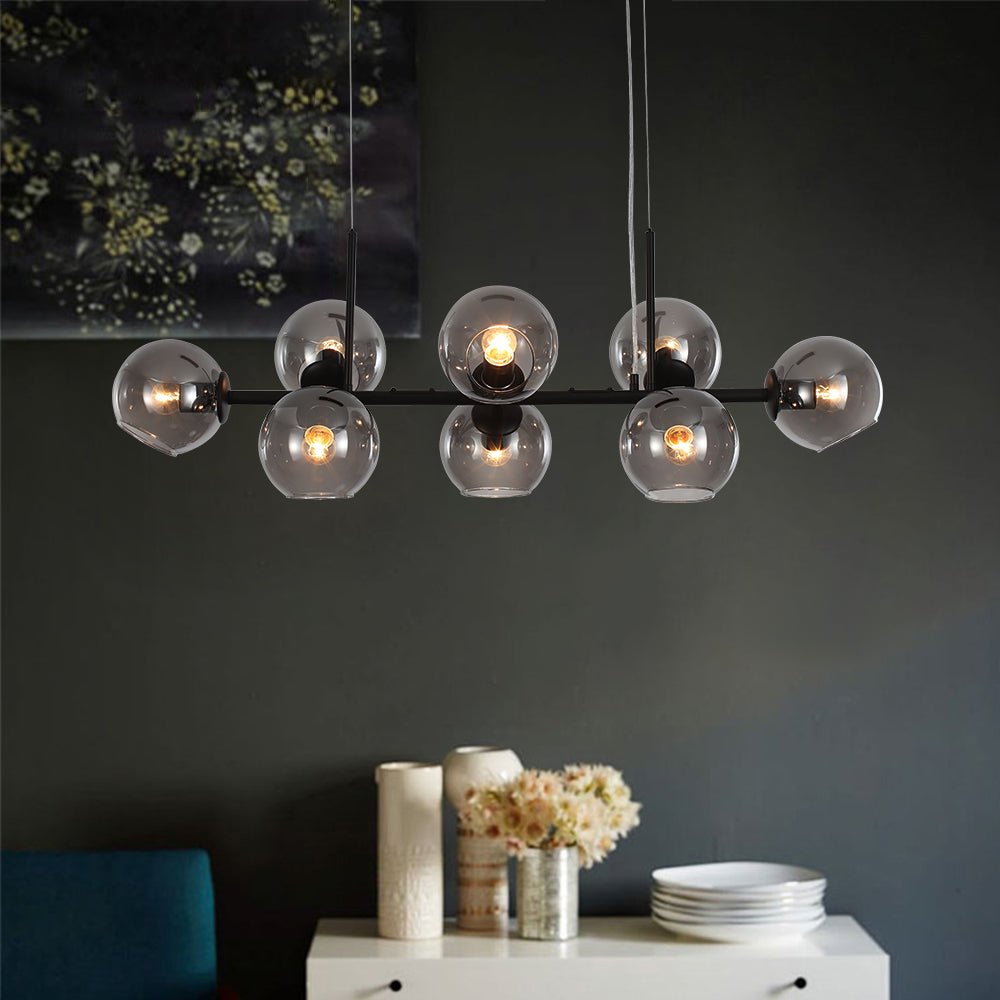Modern 8 Lights Glass Linear Chandelier - LightfixturesUAE