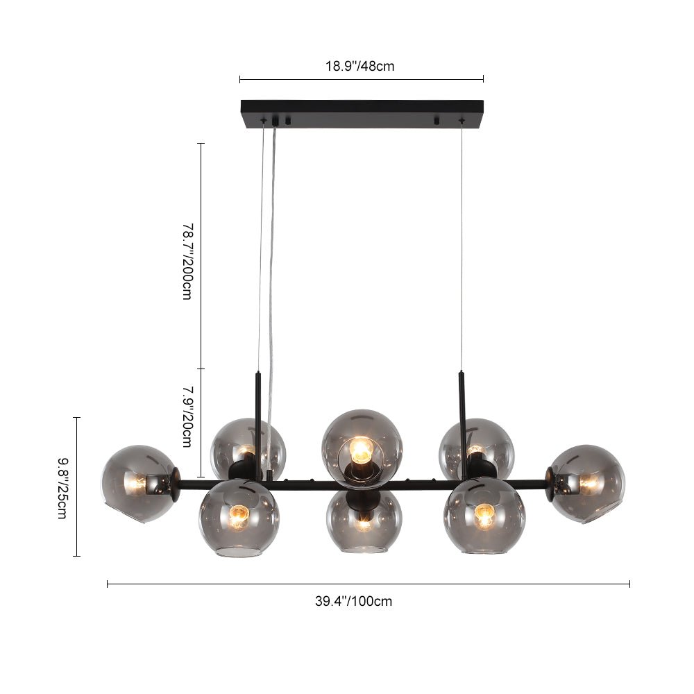 Modern 8 Lights Glass Linear Chandelier - LightfixturesUAE