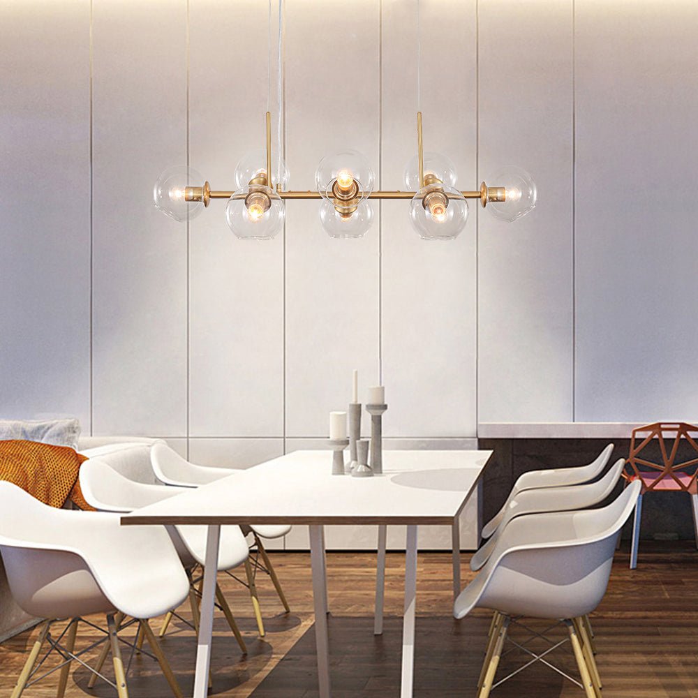 Modern 8 Lights Glass Linear Chandelier - LightfixturesUAE
