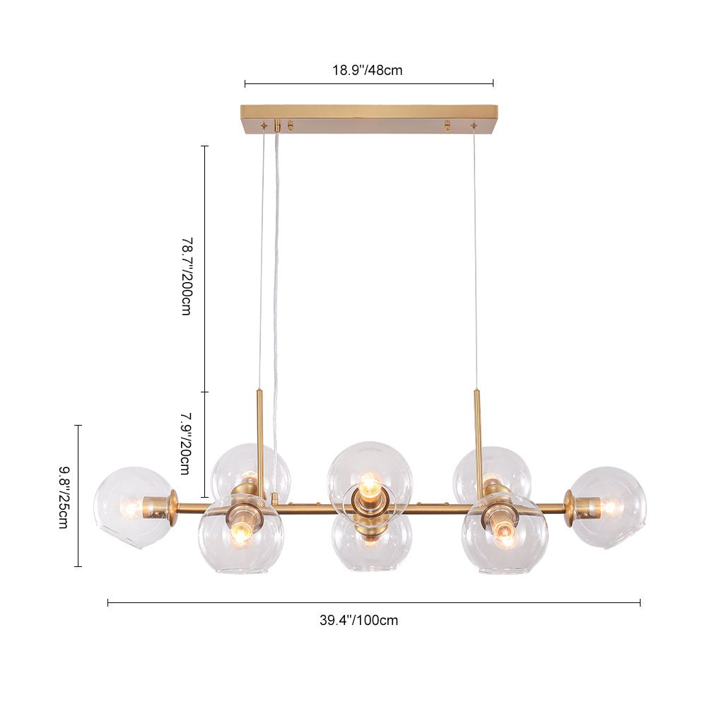 Modern 8 Lights Glass Linear Chandelier - LightfixturesUAE