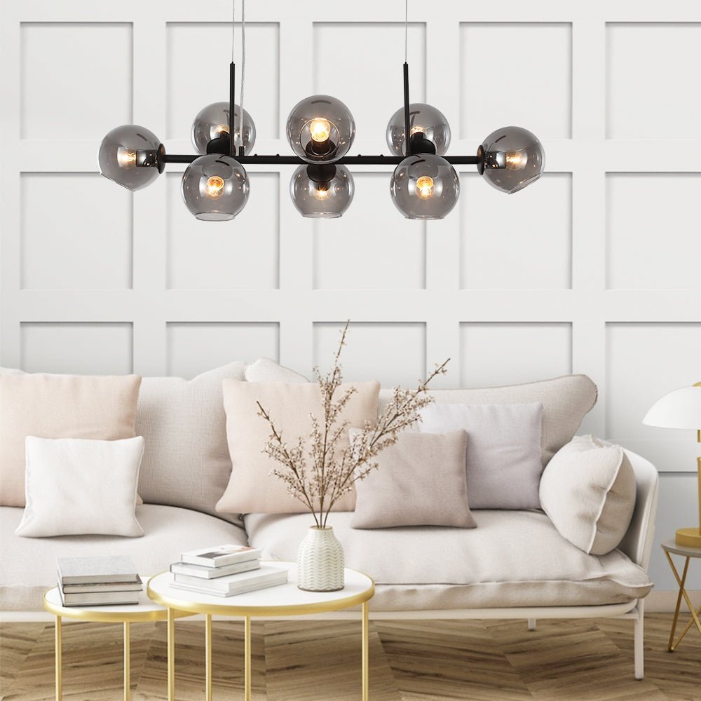 Modern 8 Lights Glass Linear Chandelier - LightfixturesUAE