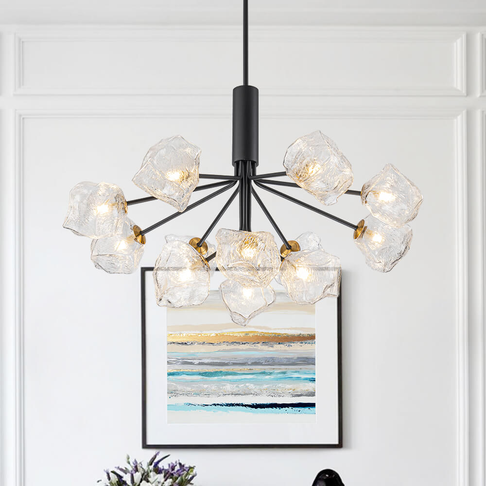 Modern 8/12 - Light Ice Glass Sputnik Chandelier - LightfixturesUAE