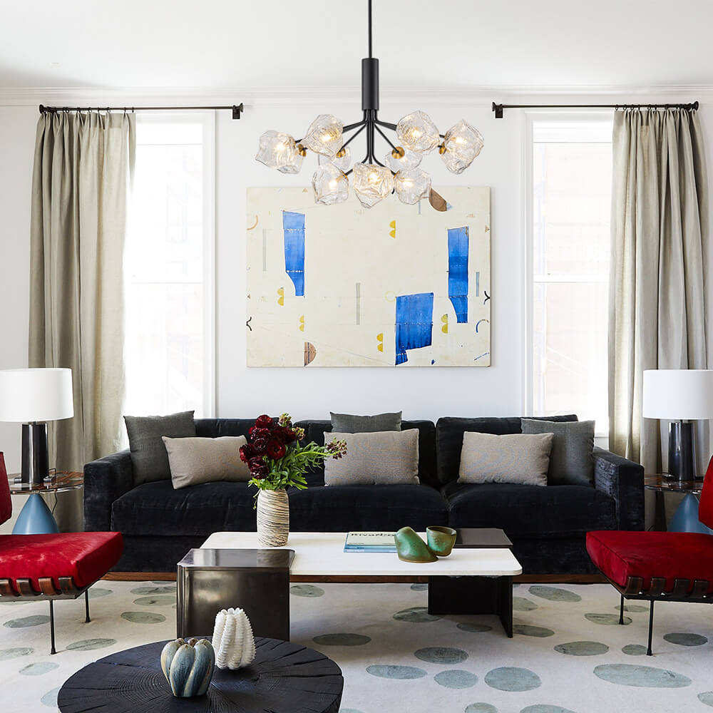 Modern 8/12 - Light Ice Glass Sputnik Chandelier - LightfixturesUAE