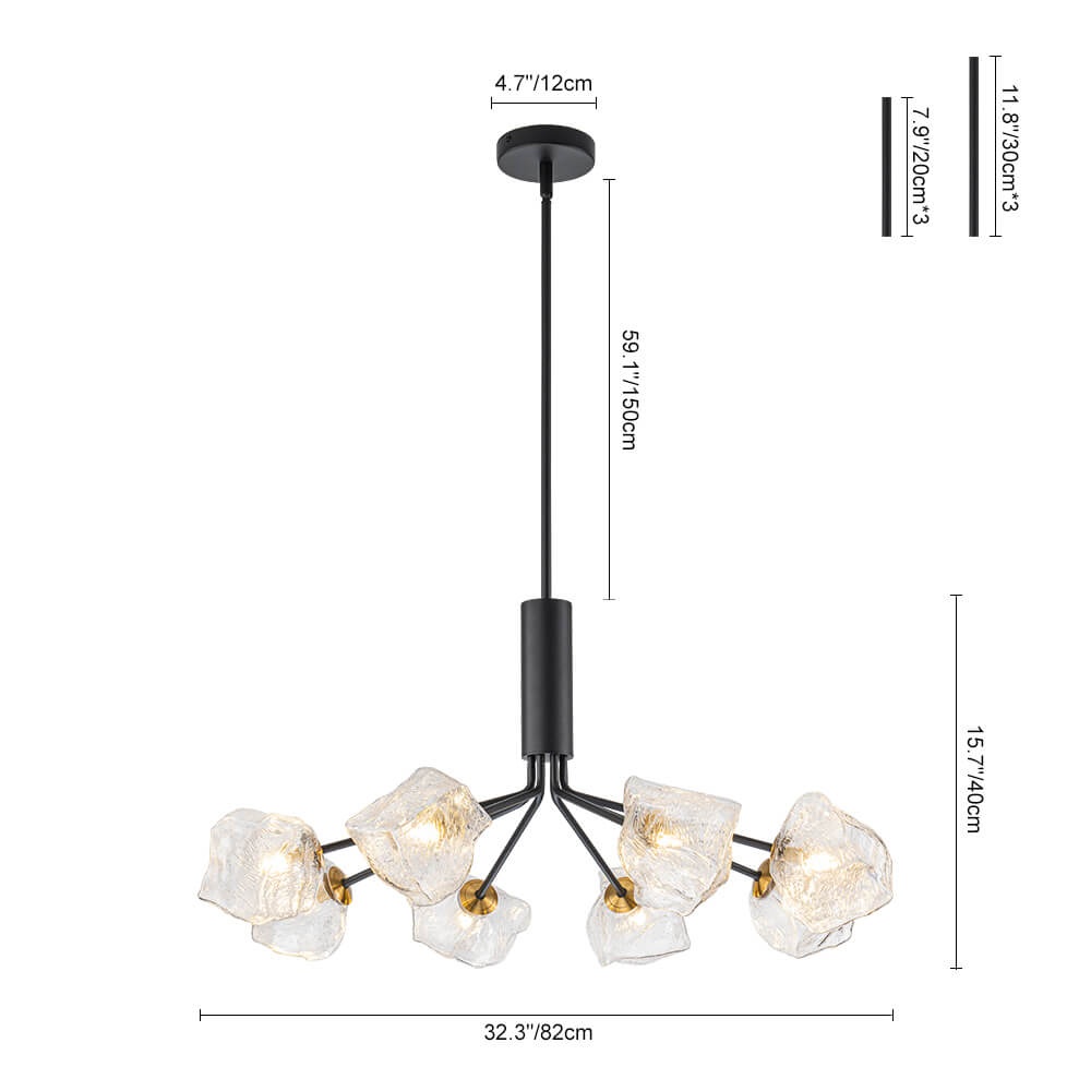 Modern 8/12 - Light Ice Glass Sputnik Chandelier - LightfixturesUAE