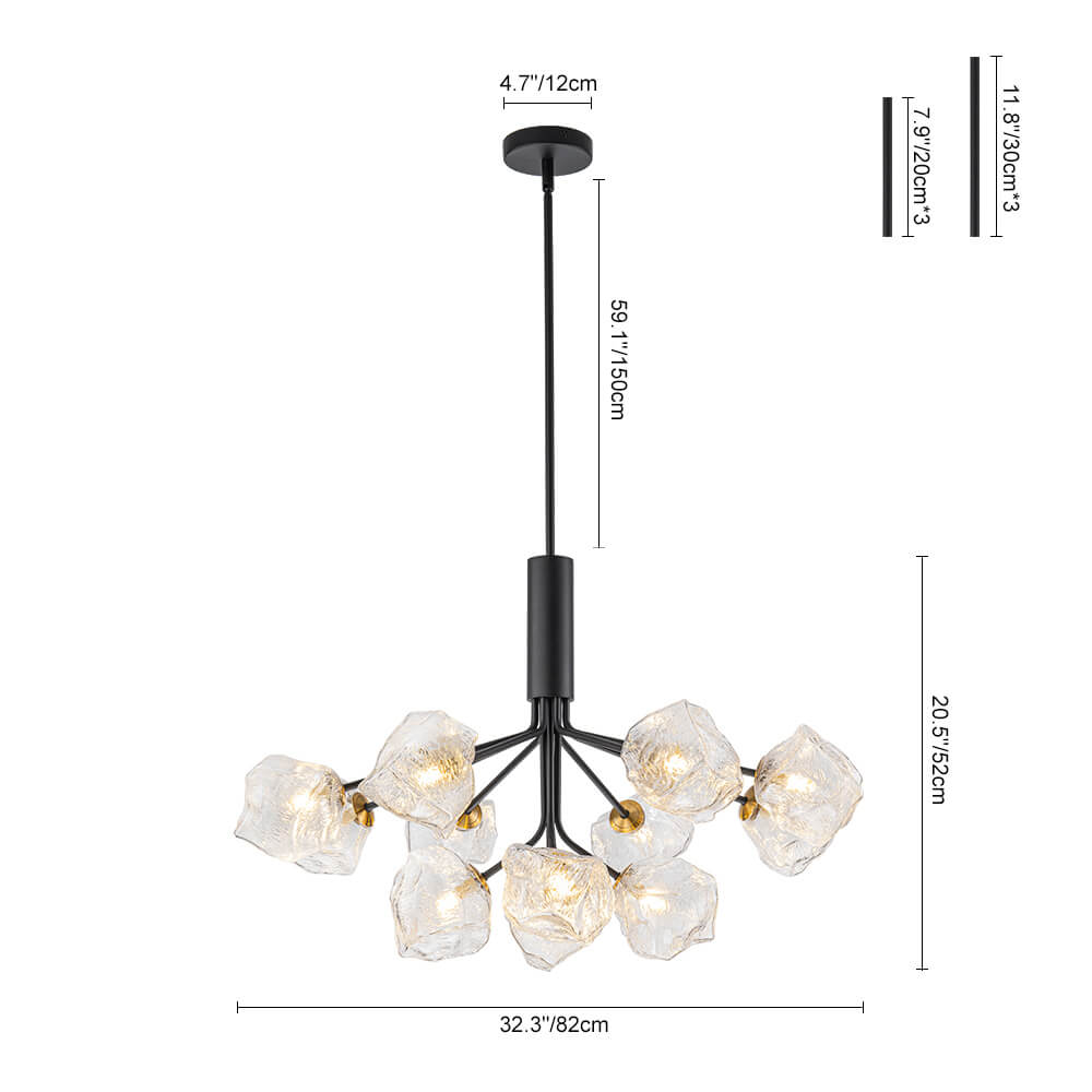 Modern 8/12 - Light Ice Glass Sputnik Chandelier - LightfixturesUAE
