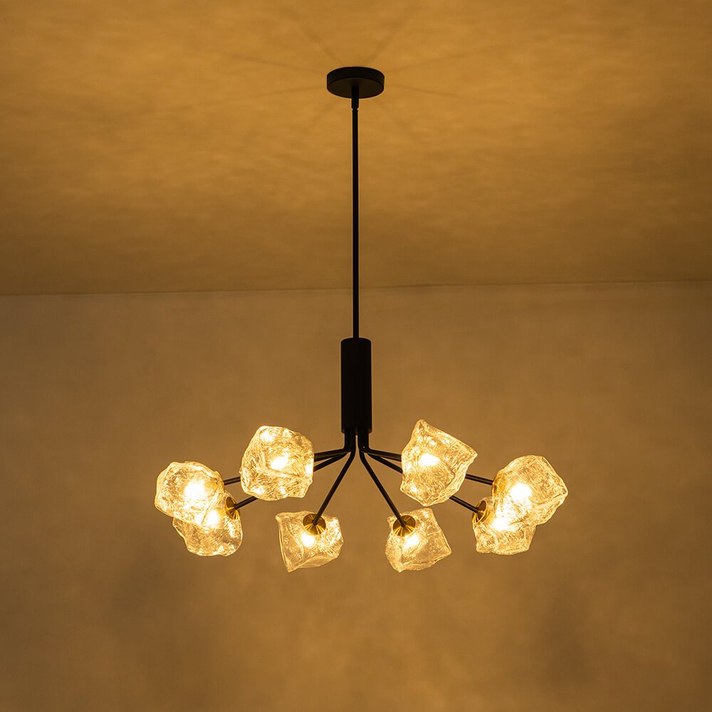 Modern 8/12 - Light Ice Glass Sputnik Chandelier - LightfixturesUAE