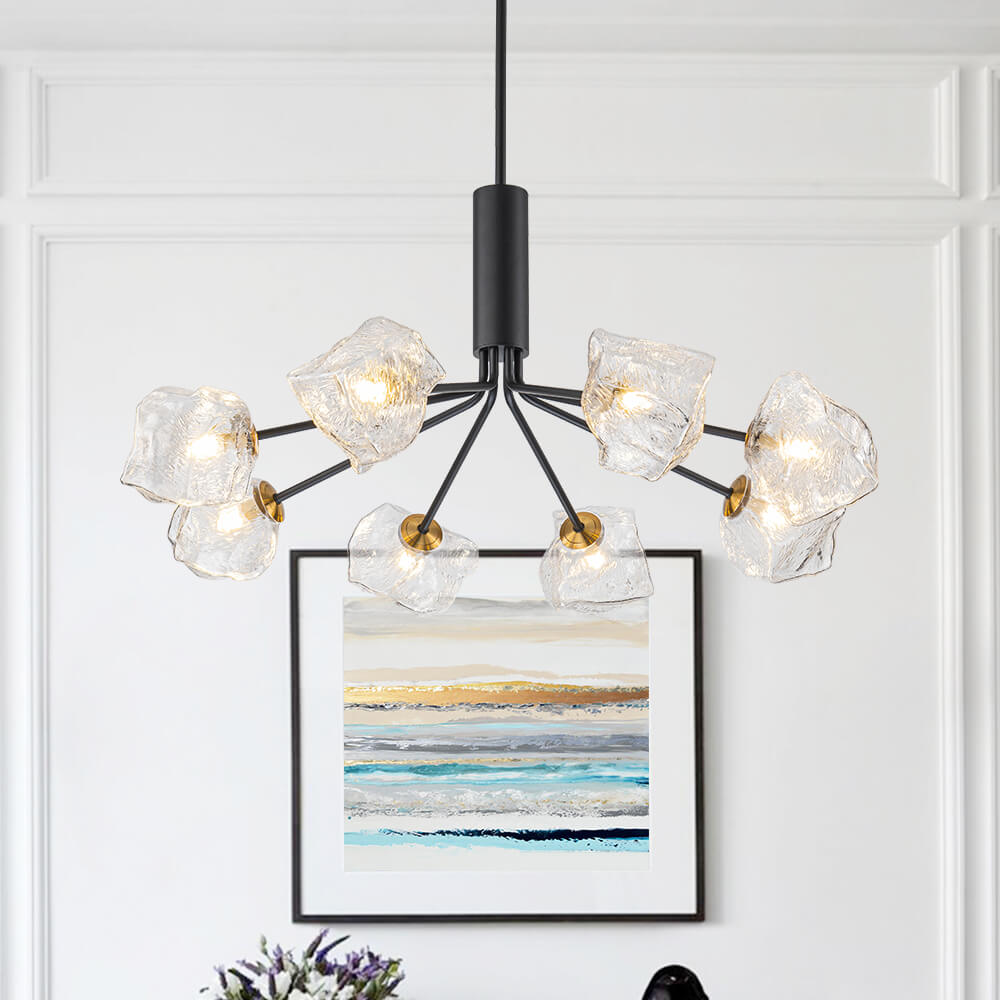 Modern 8/12 - Light Ice Glass Sputnik Chandelier - LightfixturesUAE
