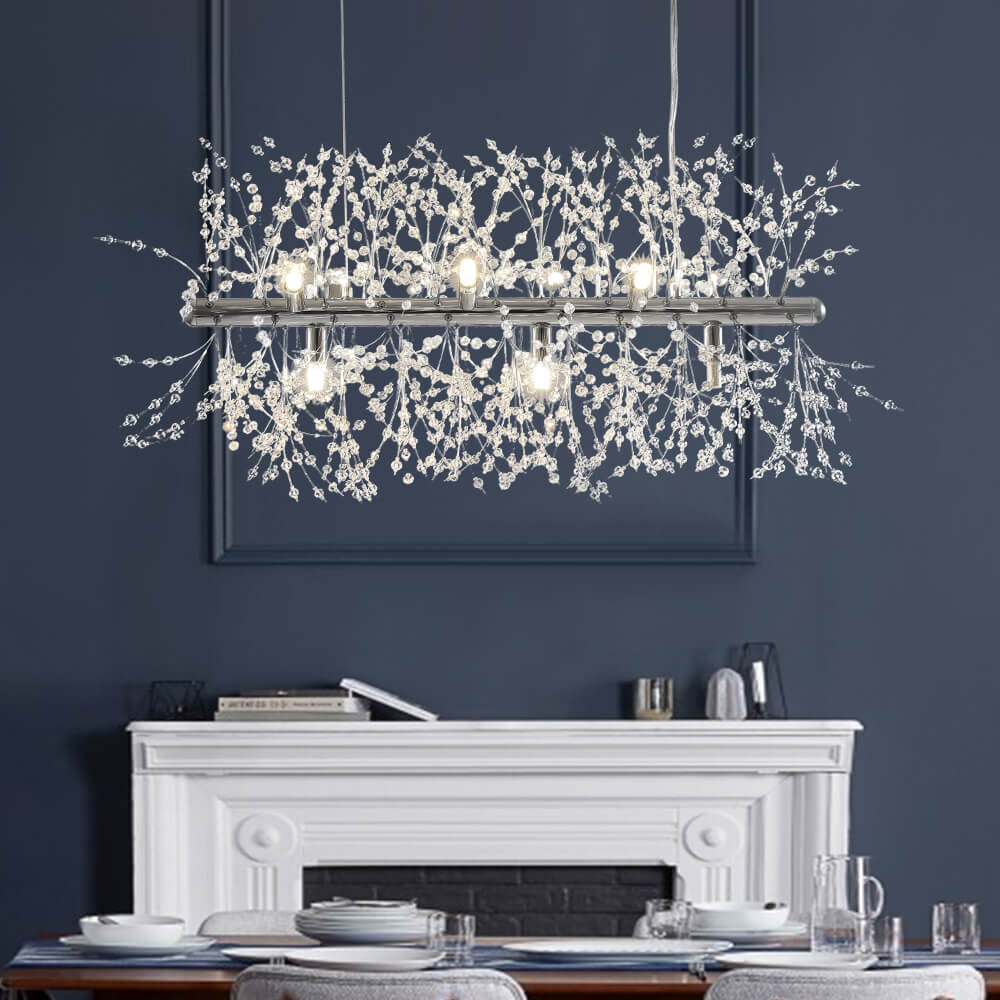 Modern 9 - Light Linear Dandelion LED Chandelier - LightfixturesUAE