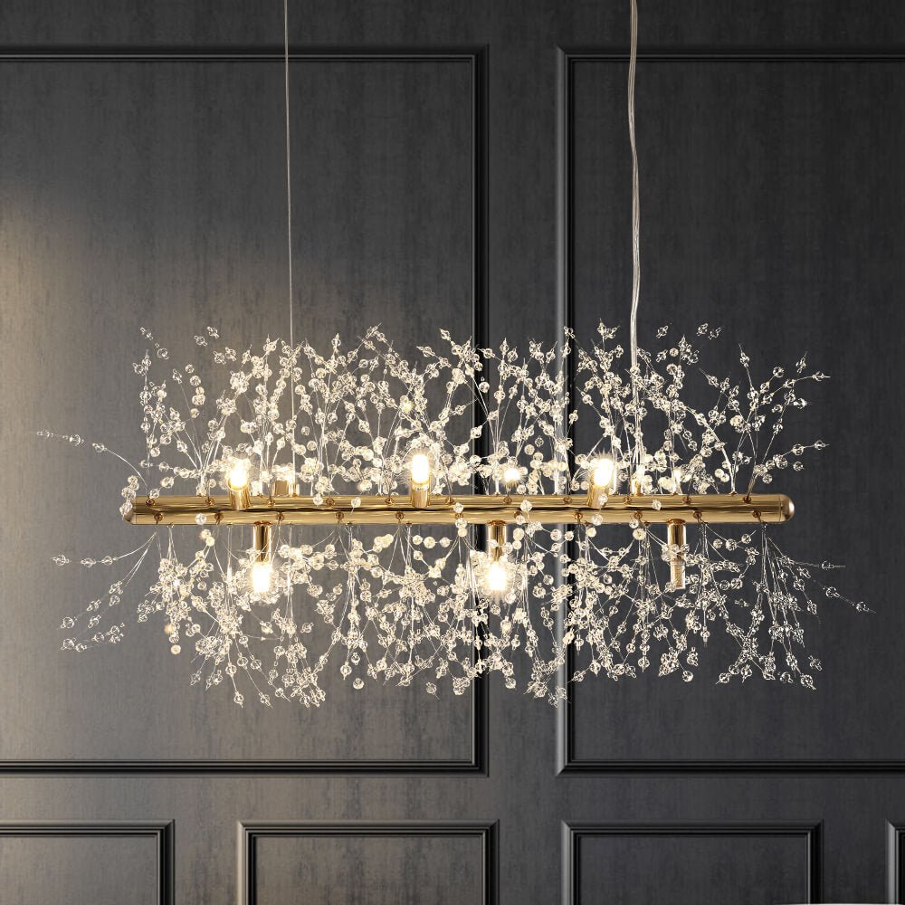 Modern 9 - Light Linear Dandelion LED Chandelier - LightfixturesUAE