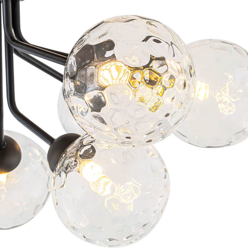 Modern 9 - Light Water Pattern Glass Sputnik Semi - Flush Mount - LightfixturesUAE