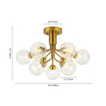 Modern 9 - Light Water Pattern Glass Sputnik Semi - Flush Mount - LightfixturesUAE