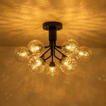Modern 9 - Light Water Pattern Glass Sputnik Semi - Flush Mount - LightfixturesUAE
