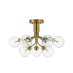 Modern 9 - Light Water Pattern Glass Sputnik Semi - Flush Mount - LightfixturesUAE