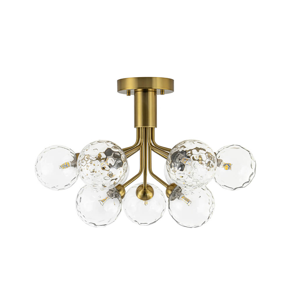 Modern 9 - Light Water Pattern Glass Sputnik Semi - Flush Mount - LightfixturesUAE