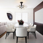 Modern 9 - Light Water Pattern Glass Sputnik Semi - Flush Mount - LightfixturesUAE