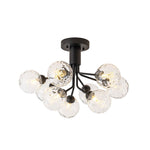 Modern 9 - Light Water Pattern Glass Sputnik Semi - Flush Mount - LightfixturesUAE