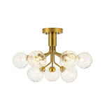 Modern 9 - Light Water Pattern Glass Sputnik Semi - Flush Mount - LightfixturesUAE