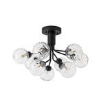 Modern 9 - Light Water Pattern Glass Sputnik Semi - Flush Mount - LightfixturesUAE