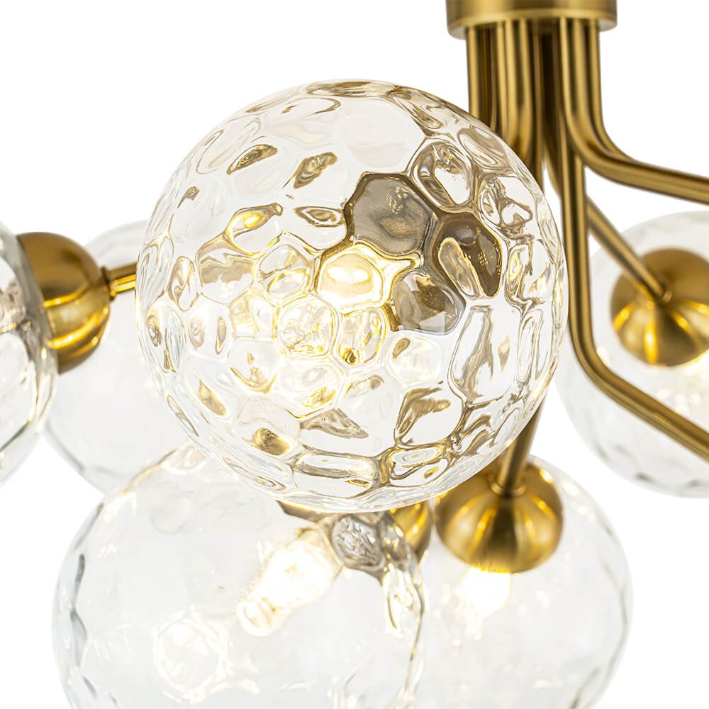 Modern 9 - Light Water Pattern Glass Sputnik Semi - Flush Mount - LightfixturesUAE