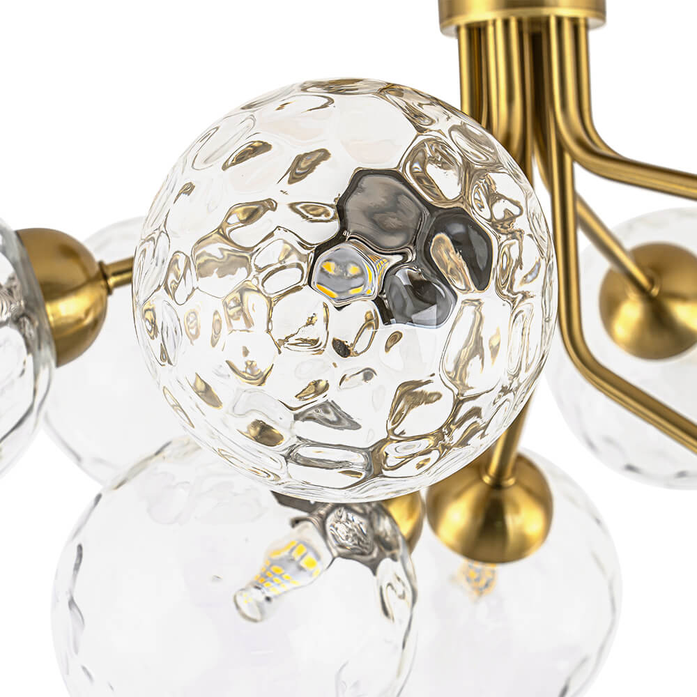 Modern 9 - Light Water Pattern Glass Sputnik Semi - Flush Mount - LightfixturesUAE