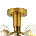 Modern 9 - Light Water Pattern Glass Sputnik Semi - Flush Mount - LightfixturesUAE
