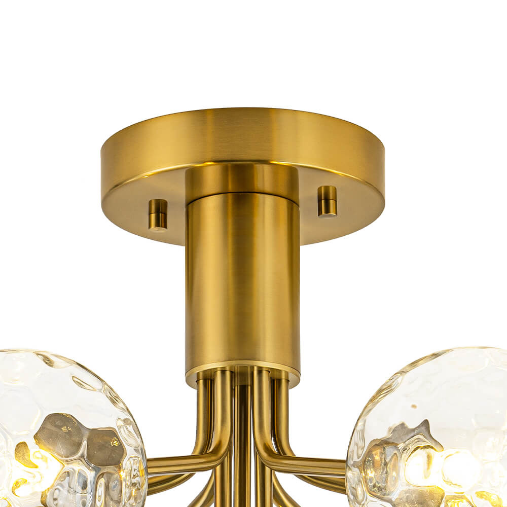 Modern 9 - Light Water Pattern Glass Sputnik Semi - Flush Mount - LightfixturesUAE