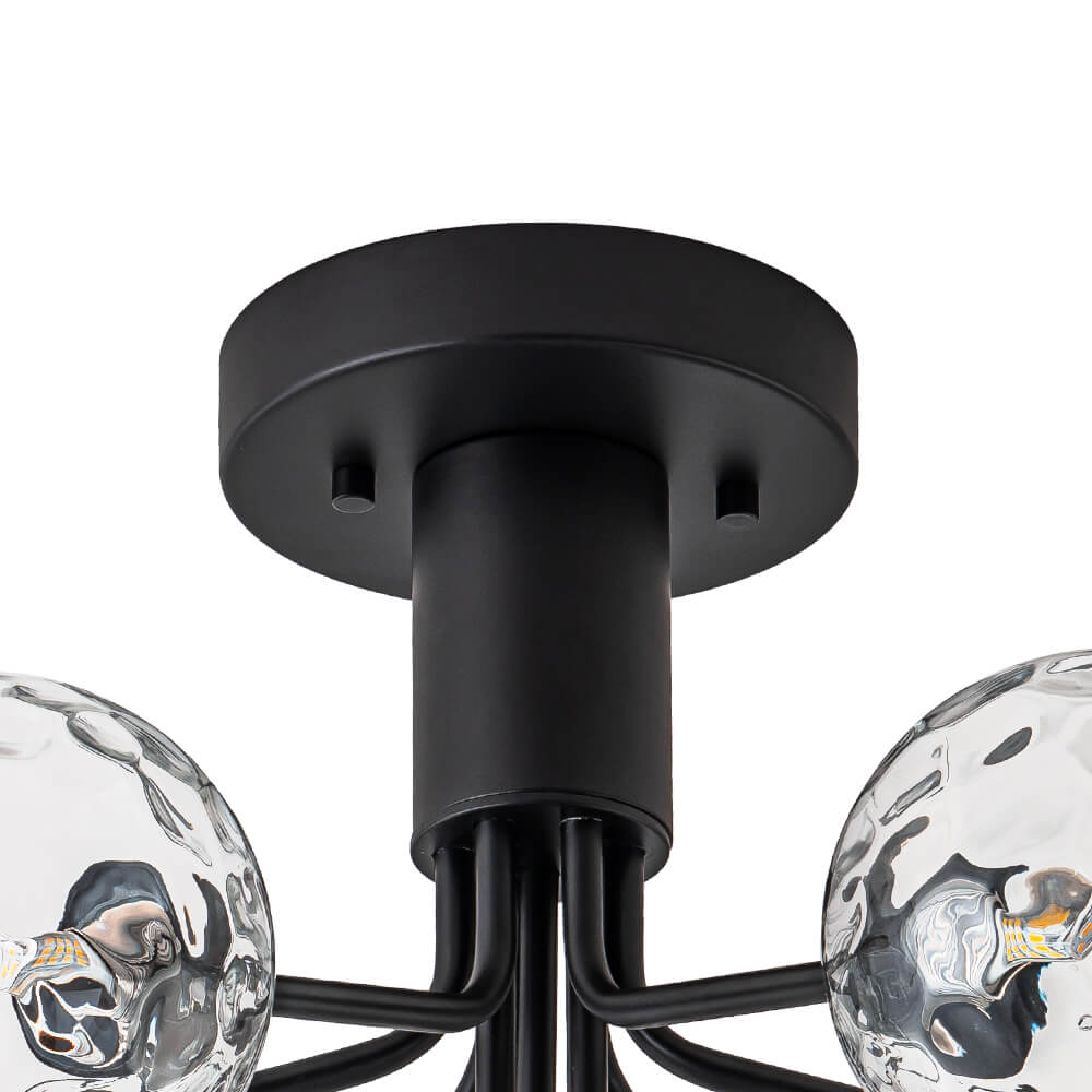 Modern 9 - Light Water Pattern Glass Sputnik Semi - Flush Mount - LightfixturesUAE