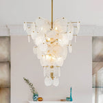 Modern 9/12 - Light Tiered Cloud Glass Chandelier - LightfixturesUAE