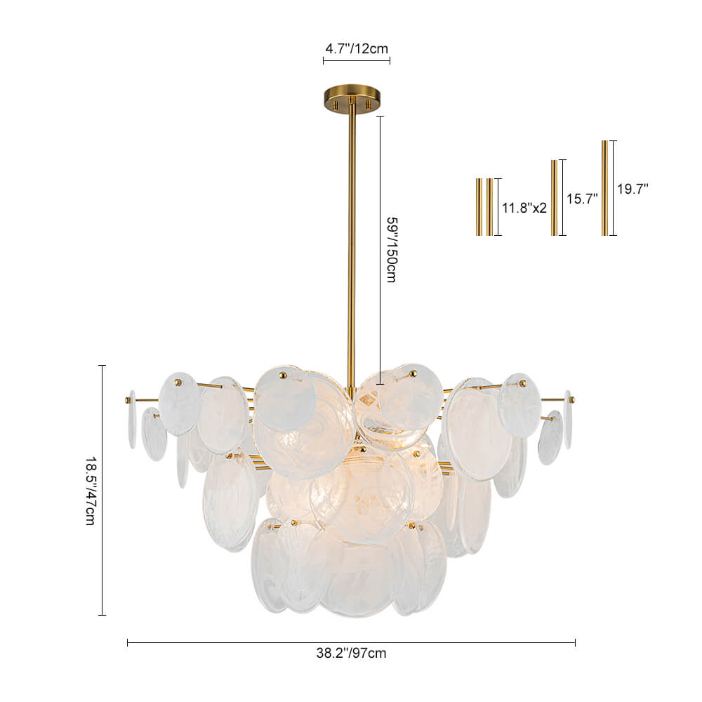 Modern 9/12 - Light Tiered Cloud Glass Chandelier - LightfixturesUAE