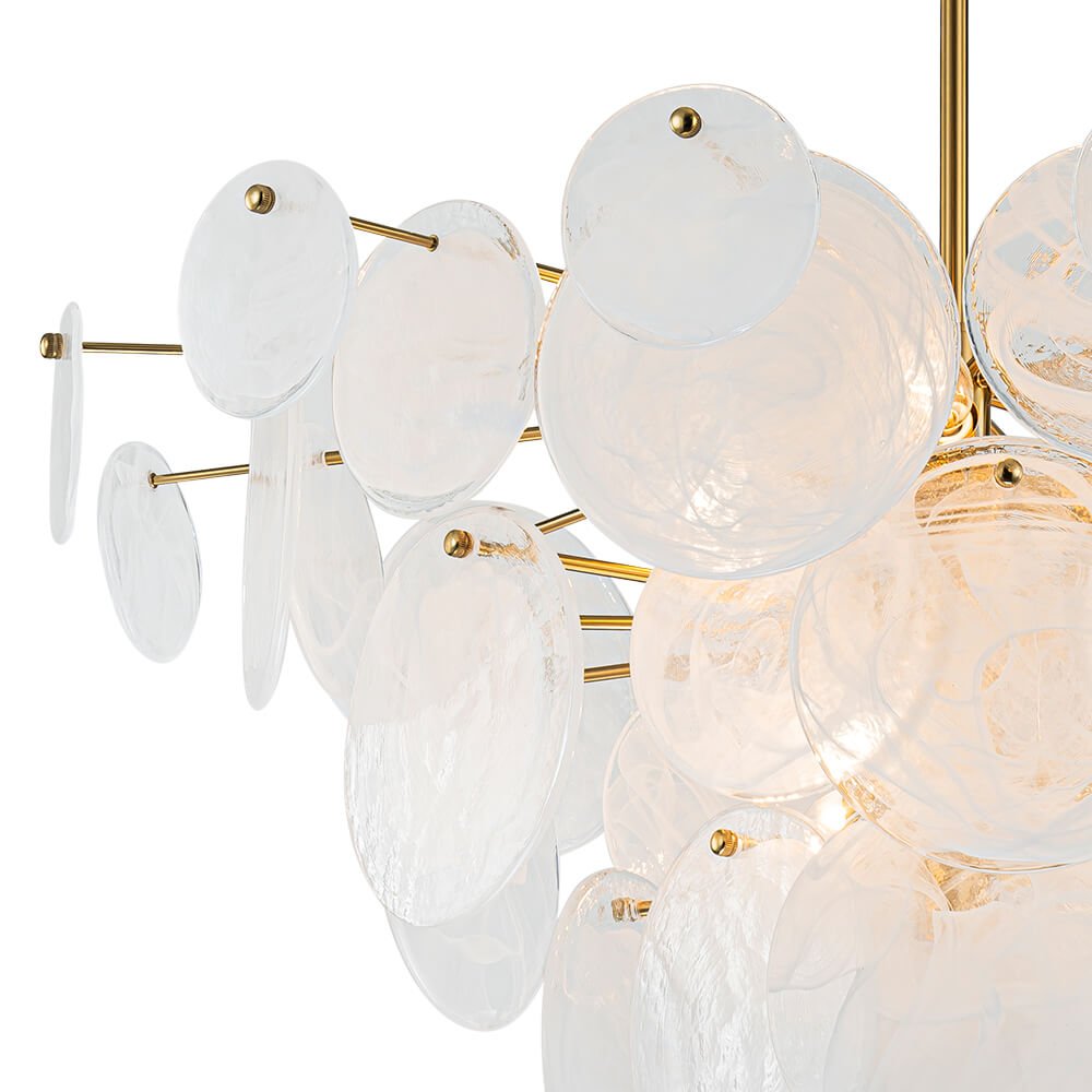 Modern 9/12 - Light Tiered Cloud Glass Chandelier - LightfixturesUAE