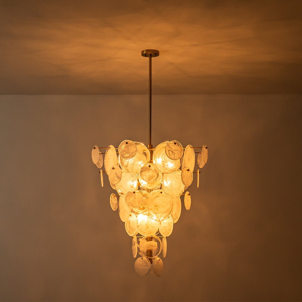Modern 9/12 - Light Tiered Cloud Glass Chandelier - LightfixturesUAE