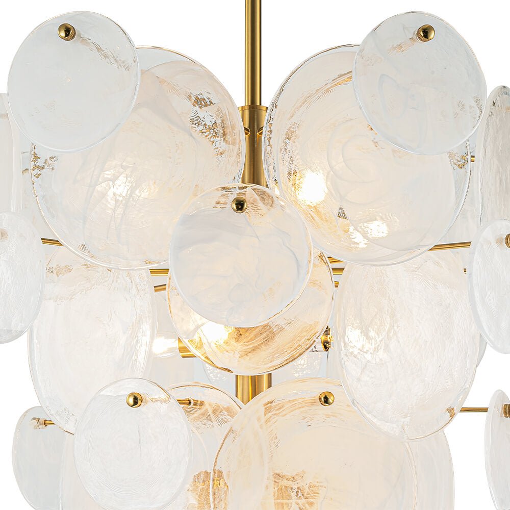 Modern 9/12 - Light Tiered Cloud Glass Chandelier - LightfixturesUAE