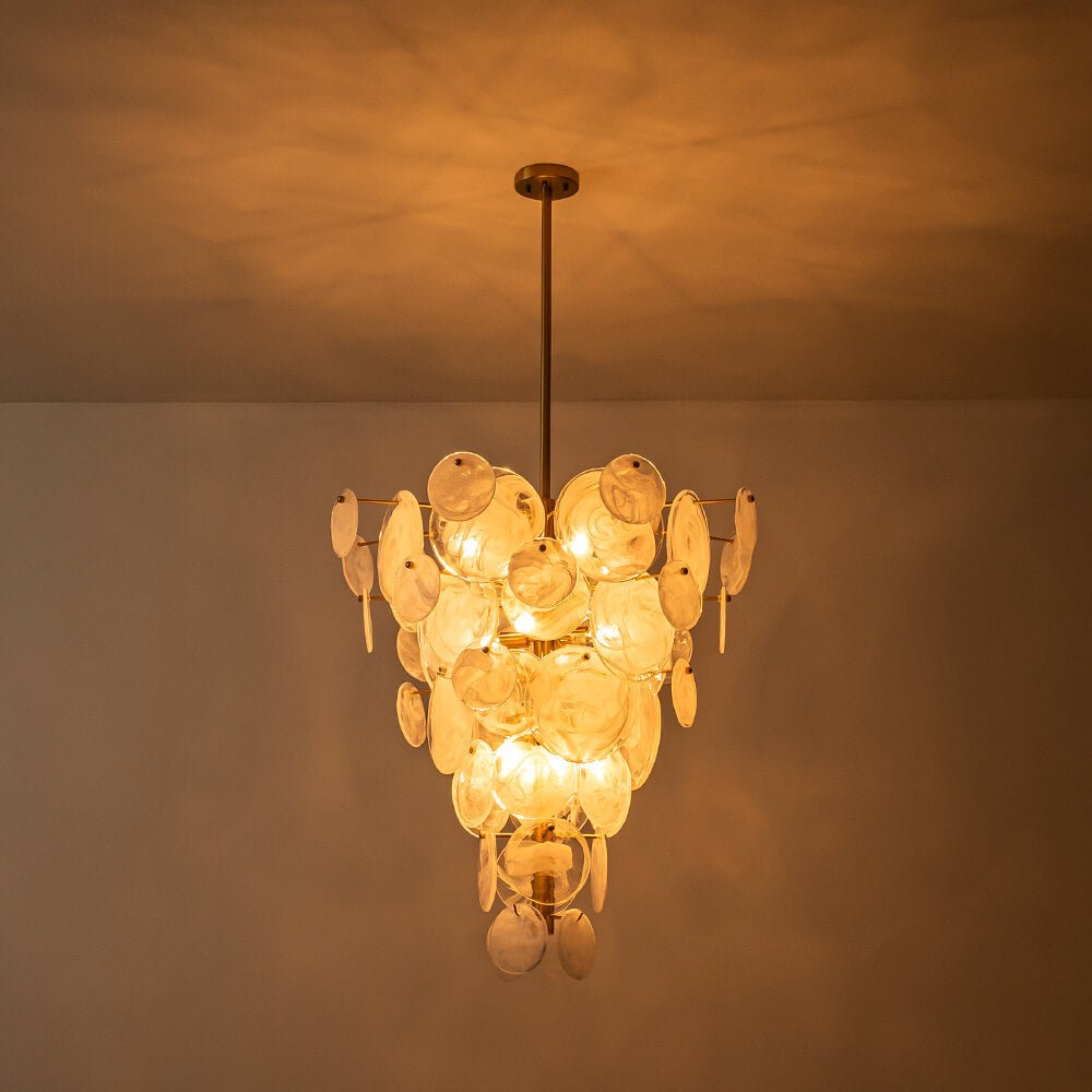 Modern 9/12 - Light Tiered Cloud Glass Chandelier - LightfixturesUAE