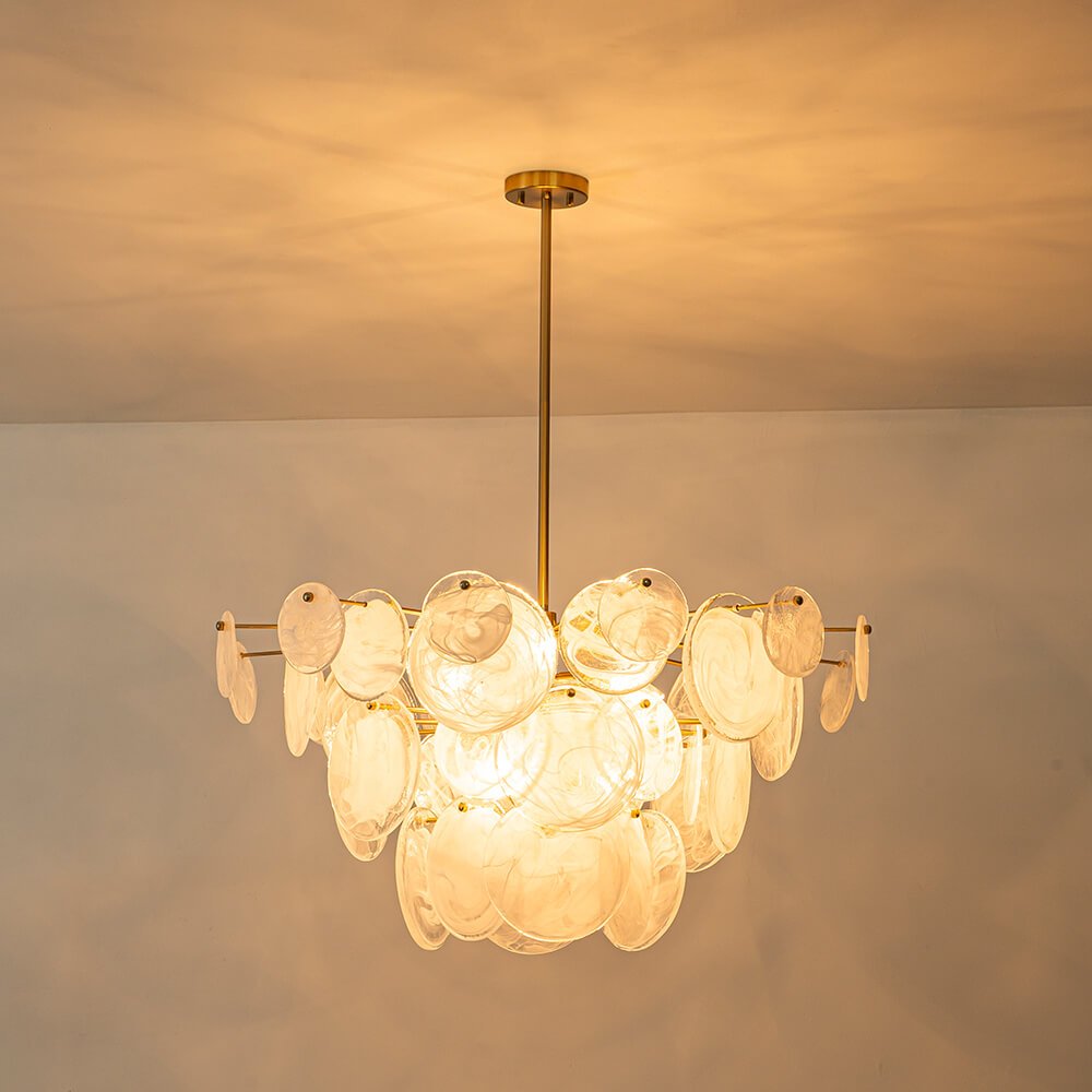 Modern 9/12 - Light Tiered Cloud Glass Chandelier - LightfixturesUAE